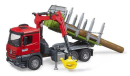 U03669 Mercedes-Benz Arocs samochód do drewna z żurawiem, chwytakiem i 3 kłodami 1:16 Bruder