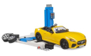 U62112 Warsztat samochodowy bworld z podnośnikiem i Bruder Roadster 1:16 Bruder