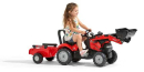 F961AM Traktor Case IH Maxxum 130 CVX z ładowaczem czołowym i przyczepą jeździk Falk