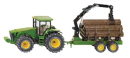 S01954 Ciągnik John Deere z przyczepą do drewna 1:50 Siku