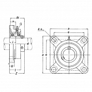 UCF206 Łożysko z obudową czworokątne, kompletne UCF206, O 30 mm