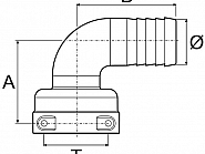 1190420 Przyłącze węża 90° T4 20 mm