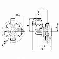 406424A7 Uchwyt dyszy potrójny do rury 22 mm