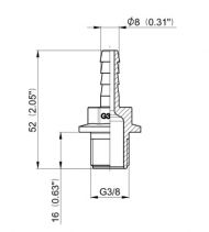 1032108 Przyłącze węża proste GZ 3/8" na wąż 8 mm ARAG