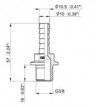 1032110 Przyłącze, złącze węża proste gwint zewnętrzny, 3/8:" na wąż 10 mm Arag,