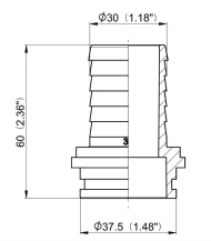 106630 Przyłącze węża proste pod nakrętke nasadową z pierścieniem uszczelniającym Arag, 1 1/2'' na waż 30 mm