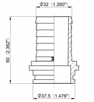 106633 Przyłącze węża proste pod nakrętke nasadową z pierścieniem uszczelniającym Arag, 1,1/2" na wąż 32 mm