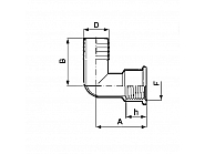 1102325 Przyłącze węża 90° gwint wew. 3/4" na wąż 25 mm, Arag,