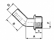 114640 Przyłącze węża 45° gwint zew. 1 1/2" na wąż 40 mm, Arag,