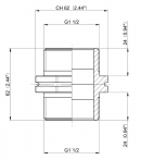 2502060 Złączka dwuwkrętna nypel gwint zew./ gwint zew. Arag, 1 1/2"