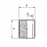 230550 Nypel gwint zew./ gwint zew. Arag, 1 1/4" x 33, 5 mm