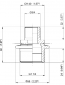 2402053 Nypel redukcyjny gwint zew./ gwint zew. Arag, 1 1/4" x 3/4"