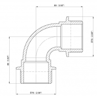 1232077 Kolanko 90° gwint zew./ gwint zew. z pierścieniami uszczelniającymi Arag, 2", 2"-2"