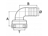 1190752 Przyłącze węża 90° T7 52 mm
