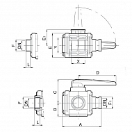 453016H77 Zawór kulowy 3-drożny 2" M