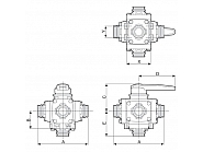 453055S66 Zawór kulowy 5-drożny z przyłączem widełkowym T6 męskim ARAG