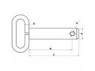 Z528183HKR Sworzeń, bolec, zabezpieczenie z uchwytem 28,5x183 mm