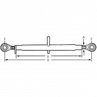 893439M91KR Łącznik górny, kat. 2, 670-830 mm kula 25,4 mm