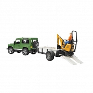 U02593 Samochód Land Rover z lawetą i minikoparką JCB 8010 CTS