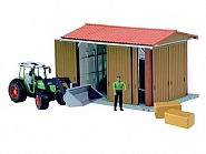 U62620 Zestaw garaż, Traktor z ładowaczem i figurka farmera