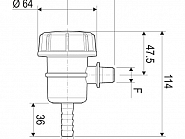 309T253 Filtr ssący mini przyłącze na wąż 13 mm z gwintem zewnętrznym 1/2" 50 mesh