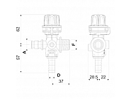 9620922 Regulator ciśnienia, przepływu M/F 1/2"x13mm. odporny na ciecze agresywne, włoski producent ARAG