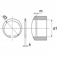 47208RVS Pierścień zabezpieczający wewnętrzny RVS Kramp, 8 mm - nierdzewny 
