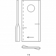 0009527280KR Nożyk kosiarki, 100x48x3, Ø 19, prawy