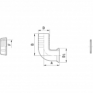 115315 Przyłącze węża, kolanko 90° pod nakrętkę 3/4" na wąż 16mm