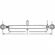 1660050M91N Górny drążek kierujący kula 25,4 mm, 660-860 mm