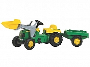 R02311 Traktor z napędem na pedały z ładowaczem i przyczepą John Deere, wiek 2.5 lat RollyKid Rolly Toys