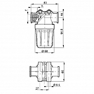 3240T023 Filtr przepływowy gwint wewnętrzny 1/2" 50 mesh 55 l/min Arag  3240T.023