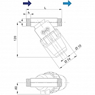 323023 Filtr skośny gwint zewnętrzny 1/2" 50 mesh NIEBIESKI