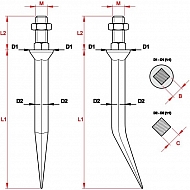 EZ161800 Zęby brony zaokrąglone M14 14 mm hartowane