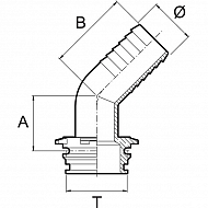 1192630 Przyłącze węża 45° T6F 30 mm