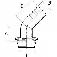 1192640 Przyłącze węża 45° T6F 40 mm