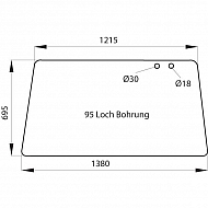 186813051200N Szyba tylna, górna 1385x690 mm