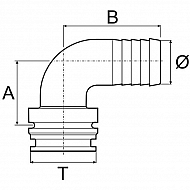 1191538 Przyłącze węża 90° T5M 38 mm
