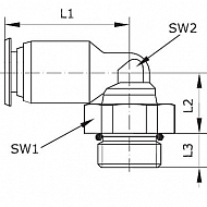 ECSS418NSF Złącze wtykowe kątowe, 4 mm x gwint zew. 1/8"