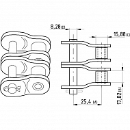 8020K2517D12 Półogniwo wygięte, podwójne Steel Power, 1" x 17,02 mm K2517D