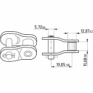 8020K191112 Półogniwo wygięte, Steel Power, 3/4" x 7/166" K1911