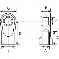 CA92264 Ucho przyłączeniowe sprężyny gazowej, aluminiowe