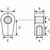 CA92264 Ucho przyłączeniowe sprężyny gazowej, aluminiowe