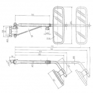 CA6396001 Lusterko na ramieniu teleskopowym, lewe 375x187 mm