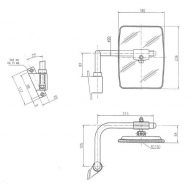 CA6451001 Lusterko z ramieniem, lewe 236x180 mm