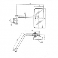 CA6728001 Lusterko z ramieniem, lewe 235x121 mm