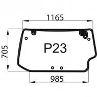 00121438030N Szyba tylna, górna 1165x705 mm