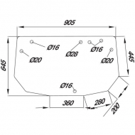 247811050120N Szyba tylna, górna 905x645 mm