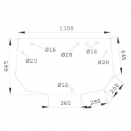 294812050120N Szyba tylna, górna 1100x645 mm