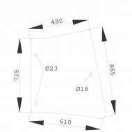 7700054133N Szyba boczna, tylna 710x865 mm